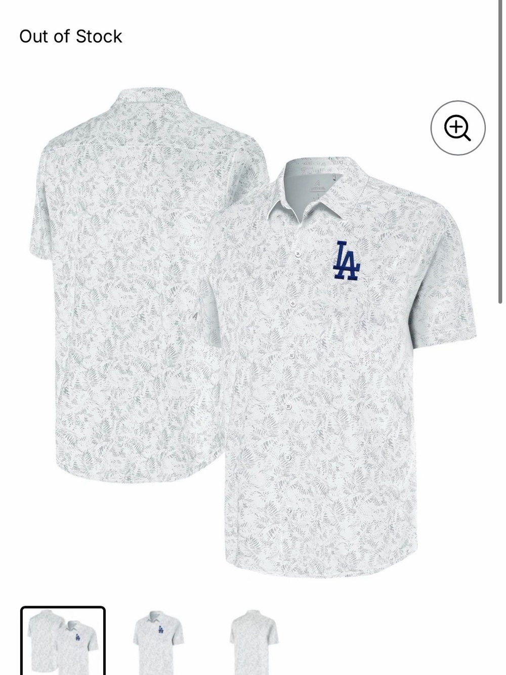 Antigua Men’s LA Dodgers Floral Short-Sleeve Button-Up Shirt - Sz Medium